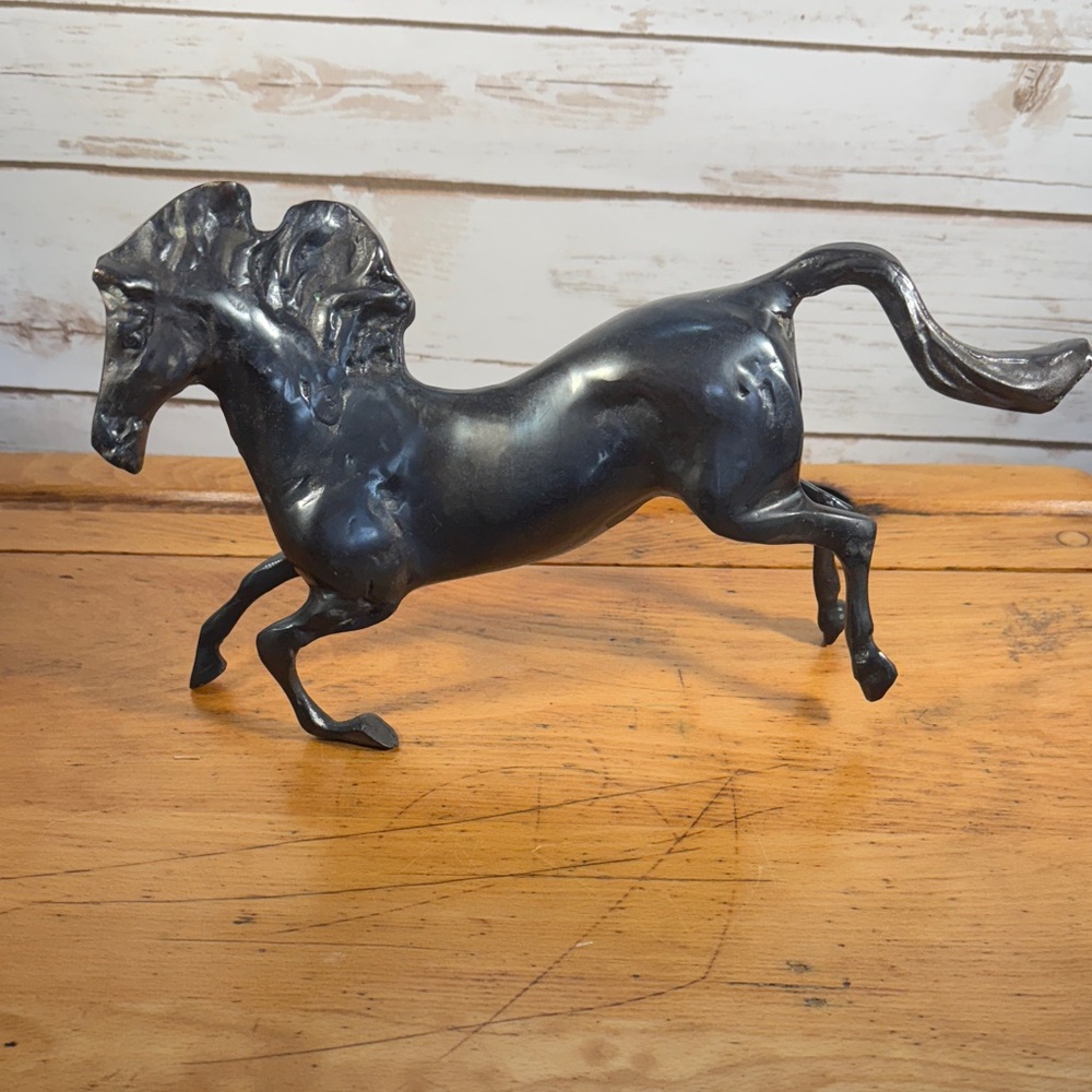 Horse Sculpture Bronze Black Rearing Head Vintage Handcrafted Art Deco - Picture 6 of 15